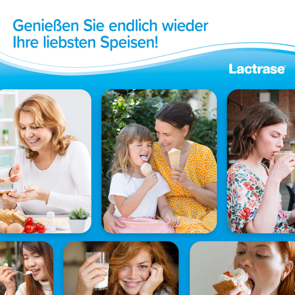 Mit Laktase Tabletten und Kapseln von Lactrase können Sie endlich wieder Käse, Eis, Cappuccino, Joghurt, Milch oder Kuchen genießen.